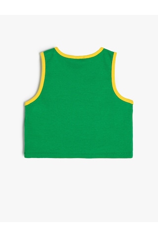 Koton Crop Atlet Spor Temalı Bisiklet Yaka Renk Bloklu Pamuklu Yeşil 4skg30105ak Yeşil