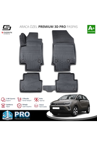 S-dizayn Opel Crossland 3d Pro Havuzlu Paspas 2020 Üzeri A+ Kalite