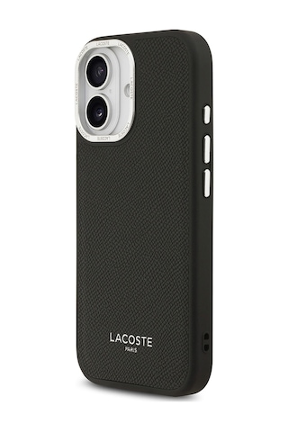 Apple Uyumlu iPhone 17 Kılıf Lacoste Lisanslı M-safeli Champs Elysees Pu Deri Tasarımlı Kapak Siyah Siyah