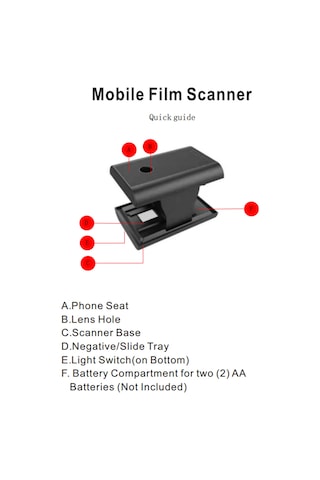 Konesam 35mm Filmi Ve Slaytları Dijital Jpeg Formatına Dönüştüren Telefon Uyumlu Film Tarayıcı 2xaa Pil Gereklidir, Dahil Değil Gümüş