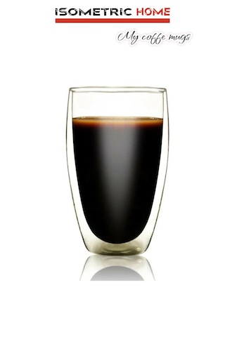 2 Adet Çift Camlı Çift Cidarlı Bardak 500 Ml Şeffaf