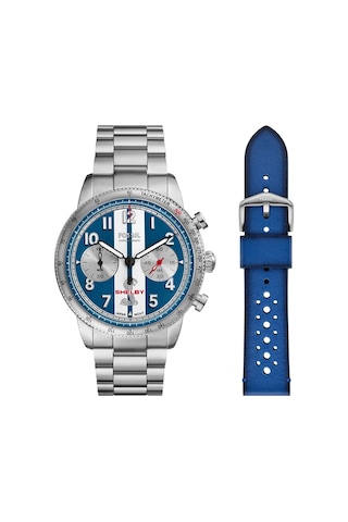 Fossil Fle1209set Shelby X Fossil Grand Tourer Limited-edition Erkek Kol Saati Ve Yedek Kordon Metalik Gri