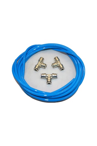Somet 6x4 PU 6mm Pnömatik Hava Hortumu 3 Metre + 3 Adet T Bağlantı Fitting Seti
