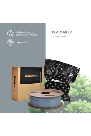 Pla Maker, 1.75mm 1kg 3d Yazıcı Pla Filament Gümüş Gri Genel