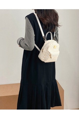 Şık Yüce Kore Kadın Sırt Çantası Beyaz