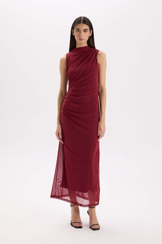 DeFacto Bodycon Vücudu Saran Yarım Balıkçı Yaka Basic Düz Tül Kolsuz Maxi Elbise C3519AX24AUBR248 Bordo