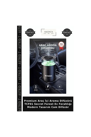 Premium Araç İçi Aroma Difüzörü Tcf01 Secret Forest Ev Ferahlığı Modern Tasarım Cam Difüzör