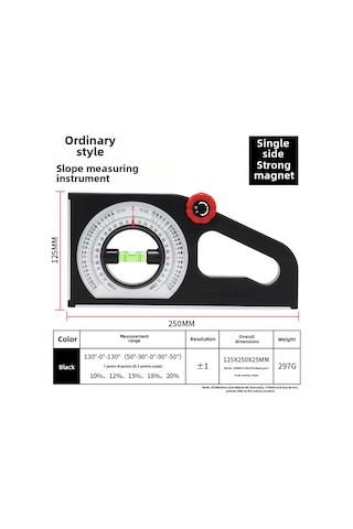 Hangfox Cassilo Mühendislik Eğim Ölçer Manyetik Metal Yüzeye Tutunur Açı Ve Eğim Ölçüm Aleti Siyah Sıradan Tipi