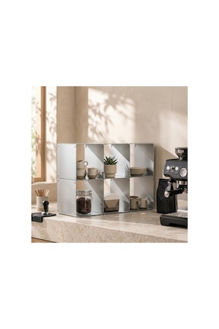 Node 6'lı Modüler Metal Açık Raf Ünitesi Konsol Ve Masaüstü Kitaplık 50x33 Cm Gümüş - 944245501 Gümüş