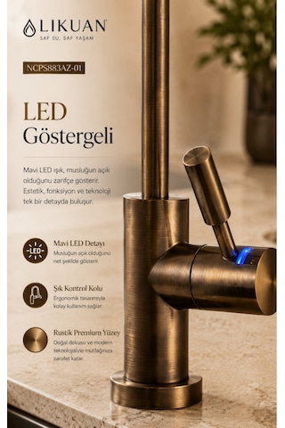 Ncps883cp-l Led Göstergeli Krom Arıtma Musluğu Premium Ro Musluk Metal