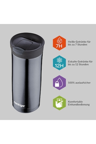 Contigo Huron Snapseal Termos Bardak 470 Ml Gri Sku: Smg8690010154712 Açık