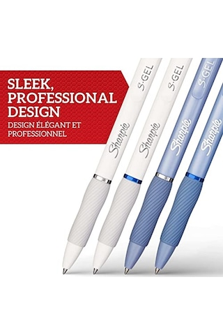 S-gel Jel Kalem 0.7 Mm Uç, Buz Mavisi & Amp Beyaz İnci 4'lü Paket, Siyah & Amp Mavi Mürekkep Genel