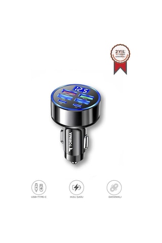 Süper Hızlı 66w 6 Girişli 2 Type-c + 4 Usb Girişli Araç Şarj Başliği