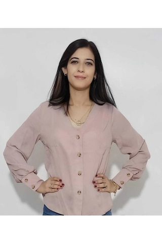 Kadın Gömlek Düğmeli Vizon