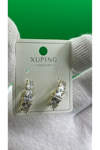 Xuping 14k Kuyumcu Model Zirkon Taşlı Kadın Küpe Altın