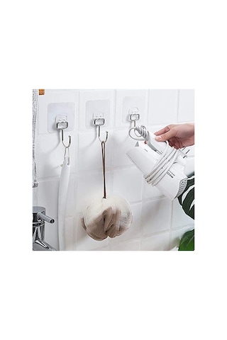 Güçlü Yapışkan Krom Kancalar - Mutfak Ve Banyo İçin 2 Adet 12 Izgara
