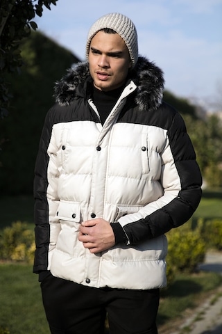 Buratti Slim Fit Çıkarılabilir Suni Tüylü Kapüşonlu Şişme Erkek Mont 5760076 Taş-Siyah