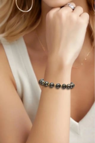 Pozitif Doğal Taş 9 Mm Pirit Taşı Bileklik Makrome Ayarlı 413-4 Altın