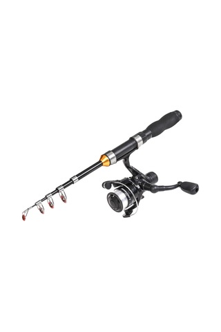 Lemestar Siyah Taşınabilir Spinning Balıkçılık Kamışı - 1.0m'den 2.3m'ye Farklı Boyutlar, Buz Ve Deniz Balıkçılığı İçin Uygun