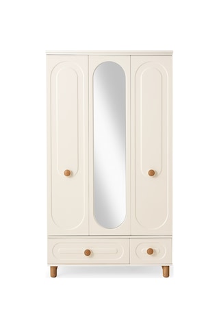 Perla 3 Kapaklı %100 Mdf Elbise Dolabı Gardrop 117x54x212 Ekru