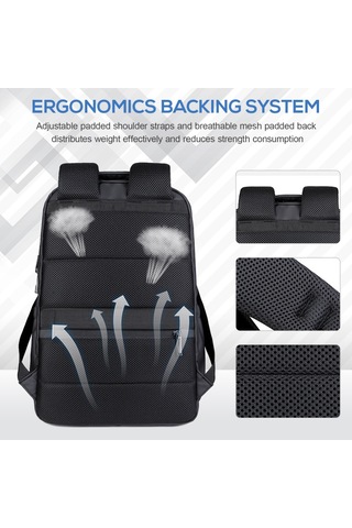 Hombey Açık Hava Çantası Dizüstü Bilgisayar Sırt Çantası Su İş Seyahat Çantası Usb Şarj Portu Hırsızlık Ö Gri