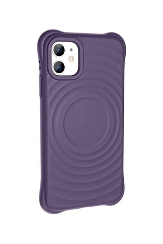Apple Uyumlu iPhone 11 M-safe Şarj Özellikli Airbagli Mat Görünümlü Zore Hepi Kapak Derin Mor