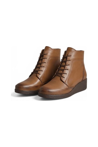 Fox Shoes N555093503 Taba Hakiki Deri Comfort Ortopedik Taban Kadın Bot