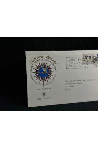 1969 İngiltere Atlantik Uçuşun 50. Yıl Dönümü İlk Gün Zarfı Fdc  Teşhir Ürün