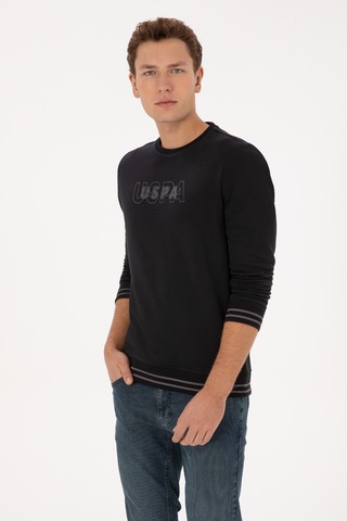 U.S. Polo Assn. Erkek Regular Fit Bisiklet Yaka Siyah Sweatshirt 50316372-VR046