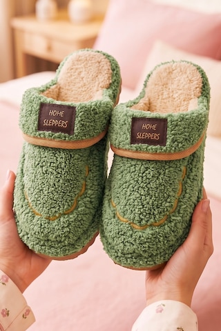 Stwenn 2'li Karma Erkek Kadın Avantajlı Paket Peluş Ev Terliği Kapalı Burun Arkası Açık Sıcak Rahat Panduf 2 Li Linda