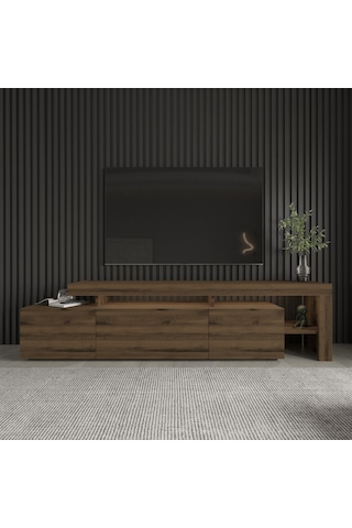 Beliz Modern LED Işıklı 3 Kapaklı, Raflı TV Sehpası – 192 cm