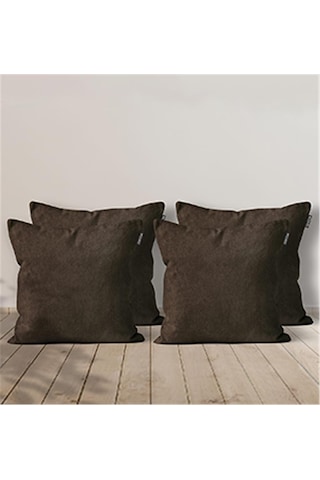 Goccia Acı Kahve-2201 Kadife Dokulu Kırlent Kılıfı 4'lü