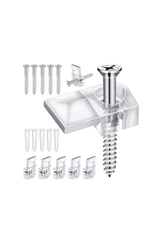 Xindoker 32 Adet Şeffaf Plastik Ayna Tutucu - Duvar Montajlı Ayna Desteği Klembi, Cam Ve Çerçeve Sabitleme Aksesuarı Şeffaf