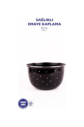 Star Emaye Yıldız Desenli Karıştırma Kabı 24cm - 4lt Ocakta-fırında Kullanılabilir