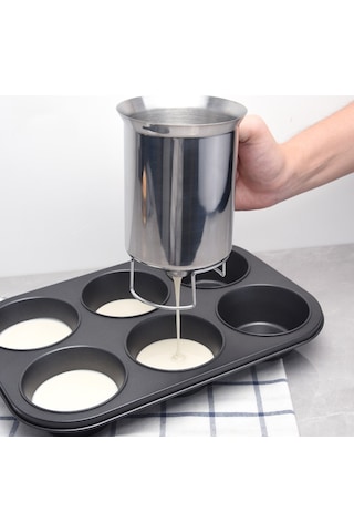 Sones Elde Taşınabilir Paslanmaz Çelik Hamur Dağıtıcısı Kek Hamuru Hunisi Karıştırma Hamur Ayırıcı