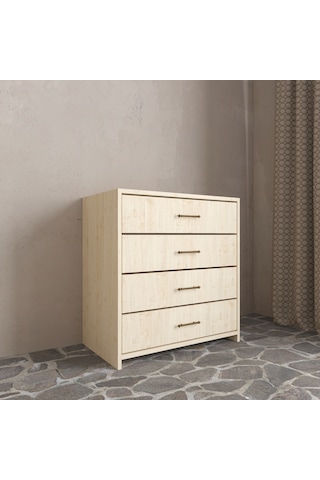 Renazzo Soft Wood 4 Çekmeceli Masif Ahşap Şifonyer Vernik Çam