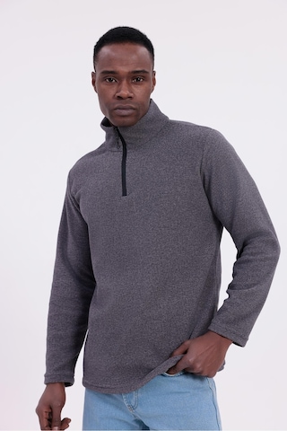 Freemen Erkek Fit Dik Yaka Yarım Fermuarlı Sweatshirt Polar Mor