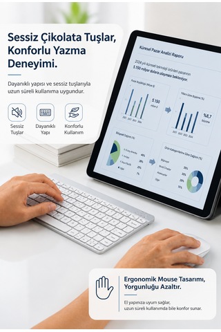 Klavye & Mouse Seti Akıllı Cihazlar İçin Mükemmel Uyum Windows Android Apple Uyumlu iOS Diğer
