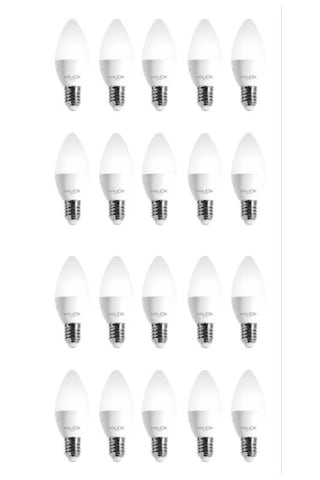 20 Adet Helios 8w Led Buji Ampul 6500k Beyaz Işık E-14 İnce Duy Avize Ampulü 20 Adet