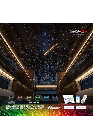 Karavan Ambiyans Aydınlatma Fiber Optik Yıldız Tavan Kiti - Kayan Yıldızlı Çok Renkli