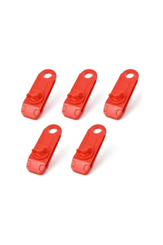 Kosona Kırmızı Nilon Kamperlik Klipsi - 5 Adet, Açık Hava, Çadır, Tente, Pergola İçin Güçlü Tutucu, Rüzgar Dayanıklı, Tırnaklı Tasarım Kırmızı