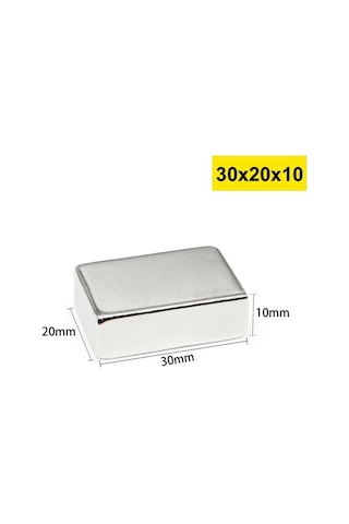 Dünya Magnet 2 Adet 30x20x10 Mm Köşeli Neodyum Mıknatıs, Süper Güçlü Magnet, N35 Kalite