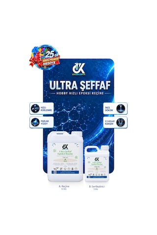Erkon Kimya Ultra Şeffaf Hızlı Hobby Epoksi 15 Kg