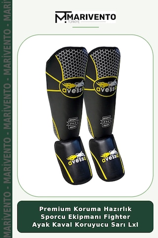 Premium Koruma Hazırlık Sporcu Ekipmanı Fighter Ayak Kaval Koruyucu Sarı Lxl