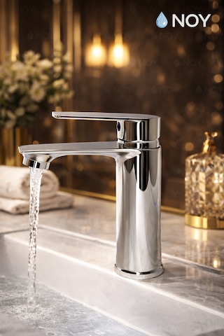 Lavabo Bataryası Krom Tek Kollu, Su Tasarruflu, Kartuşlu Banyo Musluğu Modern Ve Şık Krom