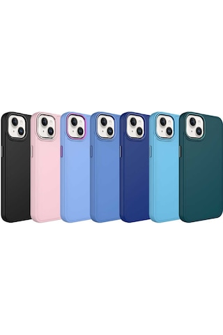 Apple Uyumlu iPhone 13 Kılıf Metal Çerçeve Ve Buton Tasarımlı Silikon Zore Luna Kapak Lacivert