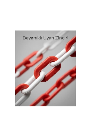 Kırmızı Beyaz Plastik Zincir ,duba Zinciri,emniyet Zinciri 8 Mm 5 Metre