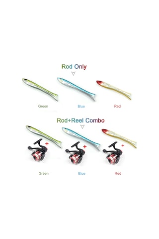 Jeehugo 1.6m Karbon Fiber Mini Balık Şekilli Olta Kamışı - Çocuklar İçin Taşınabilir Eğlence Olta Seti Yeşil