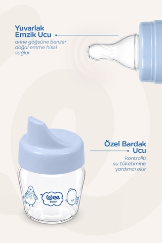 Mini Cam Alıştırma Bardağı Seti 30 ML Mavi