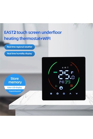 Ranyeek East2-16a Siyah Akıllı Wıfı Termostat, Elektronik Yeraltı Isı Kontrolü, Zamanlama, Akıllı Telefon Uzak Kontrol, Nem Ve Hava Durumu Takibi